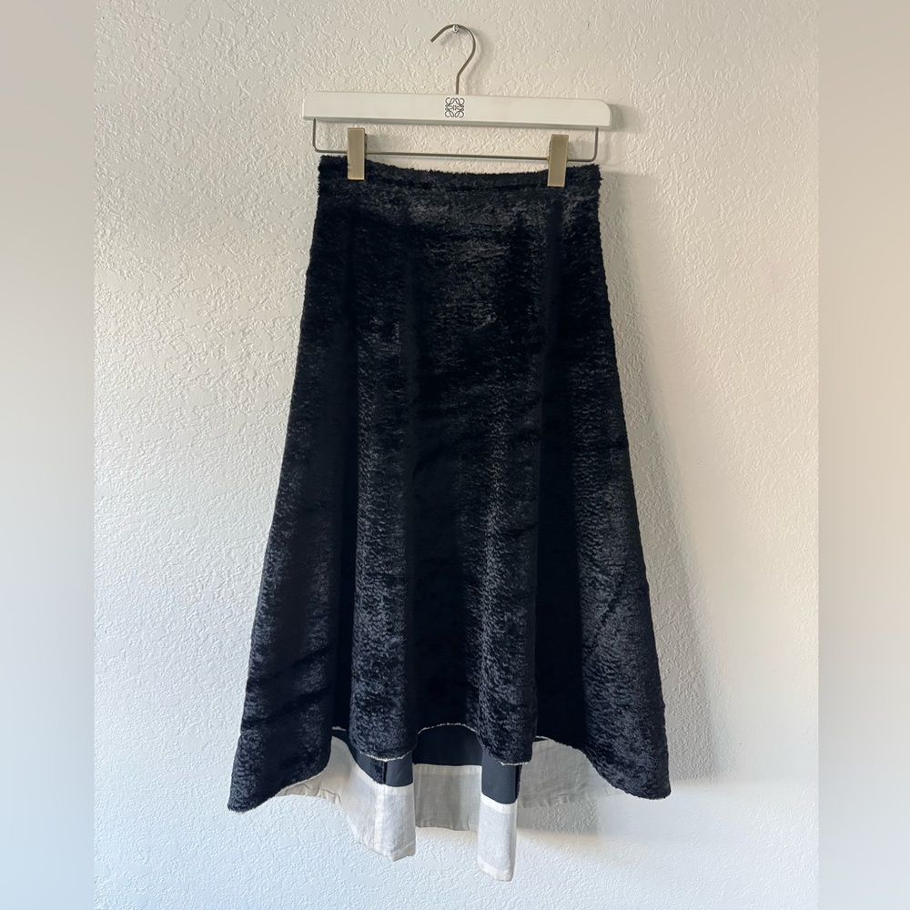 Comme des Garcons Black Velvet A-Line Midi Skirt